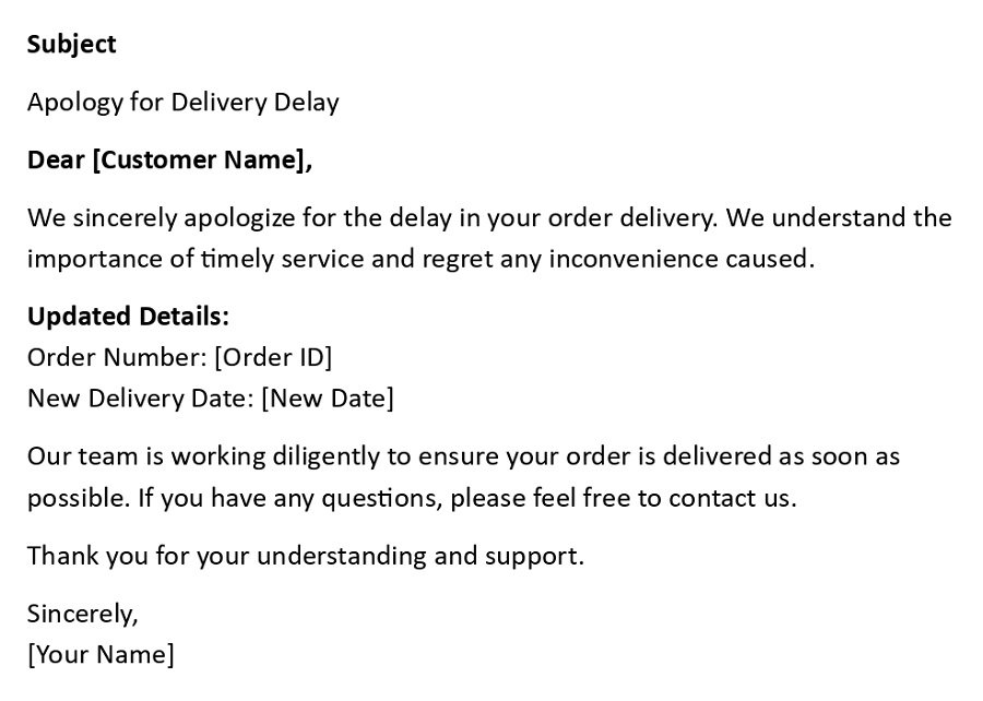 Apology for Delivery Delay