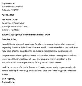 Apology for Miscommunication at Work