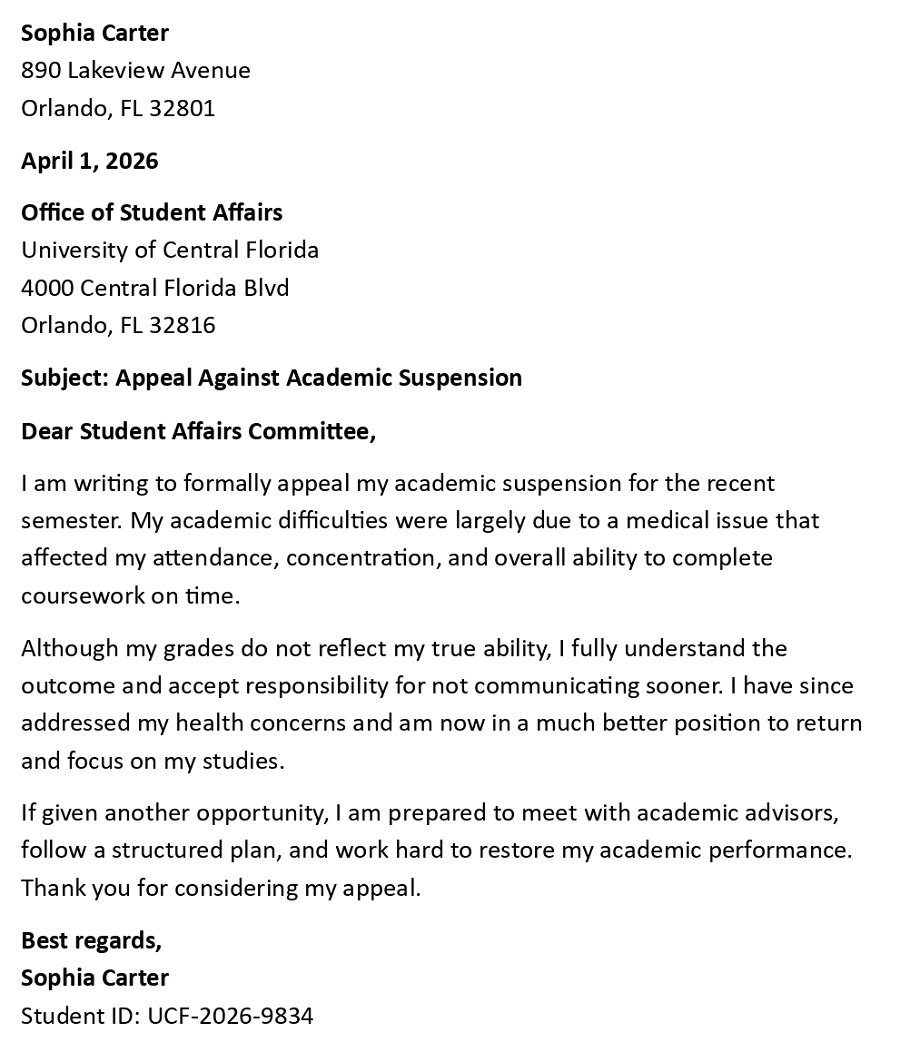 Appeal Against Academic Suspension