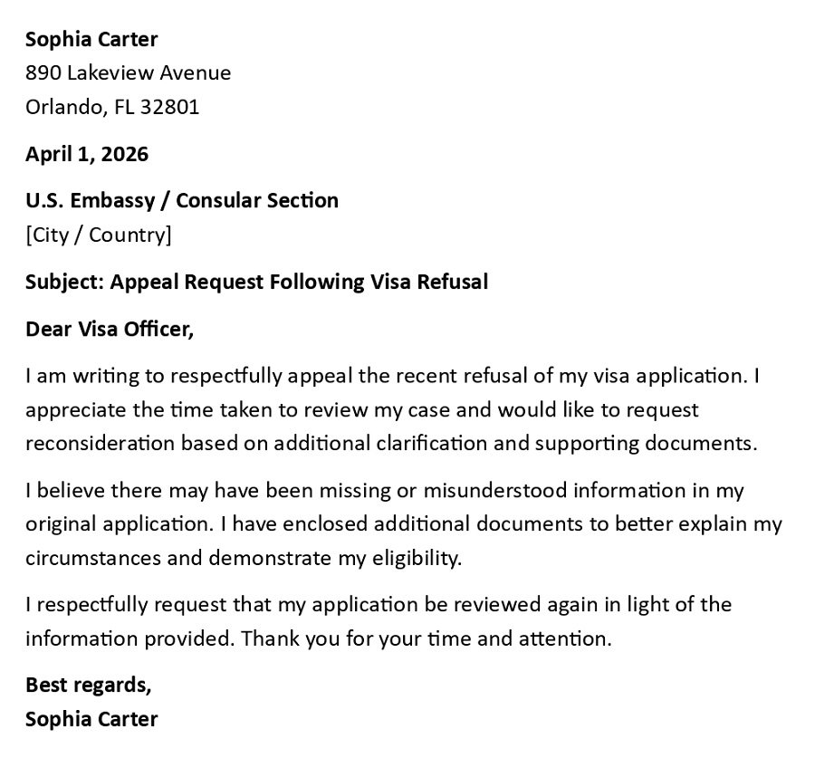 Appeal Request Following Visa Refusal