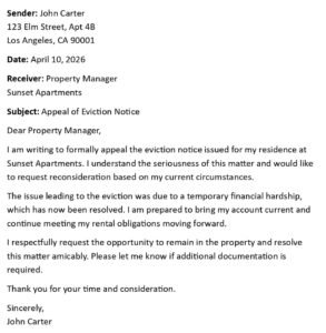 Eviction Appeal Letter (USA Legal Format + 5 Samples)
