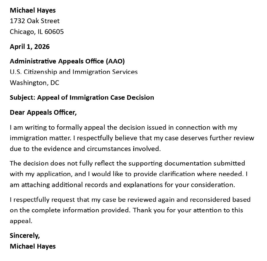 Appeal of Immigration Case Decision