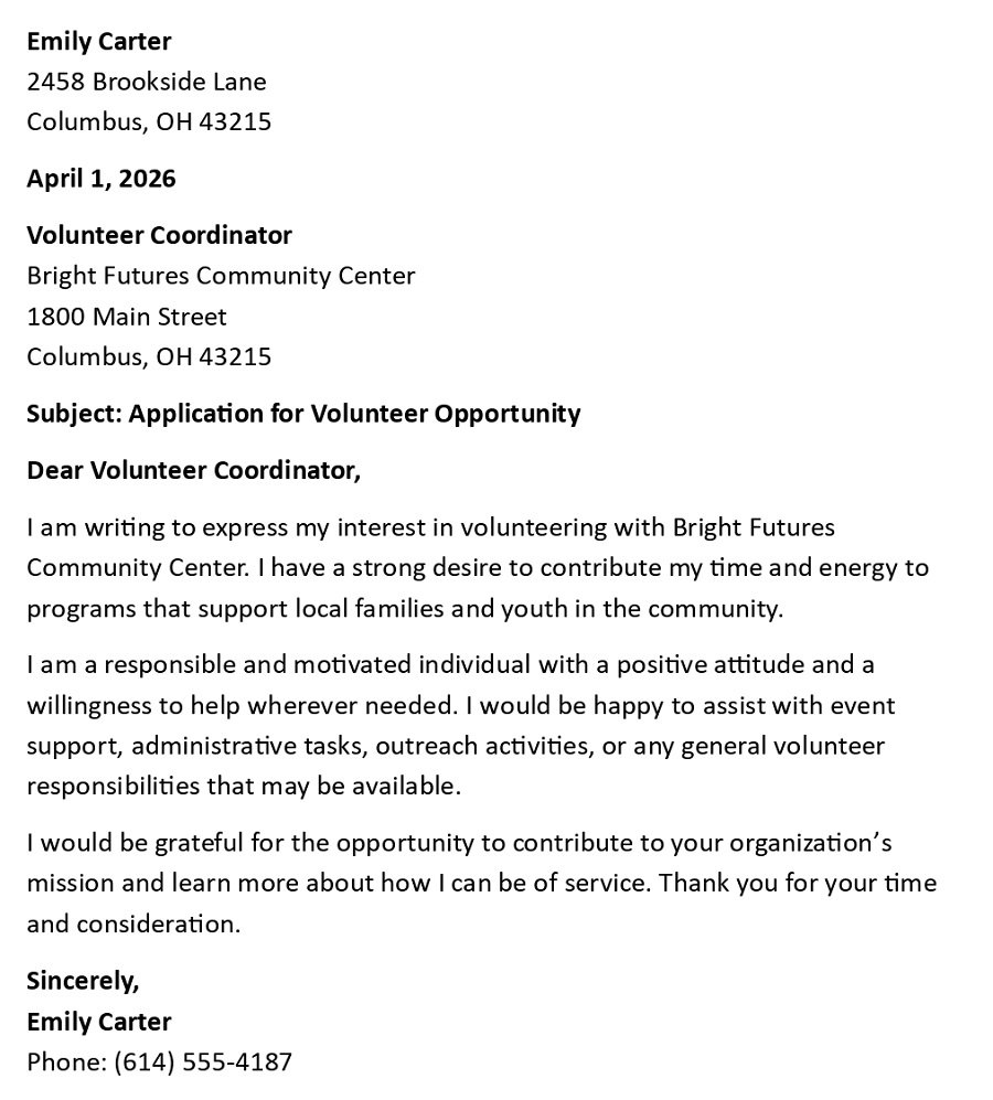 Application for Volunteer Opportunity