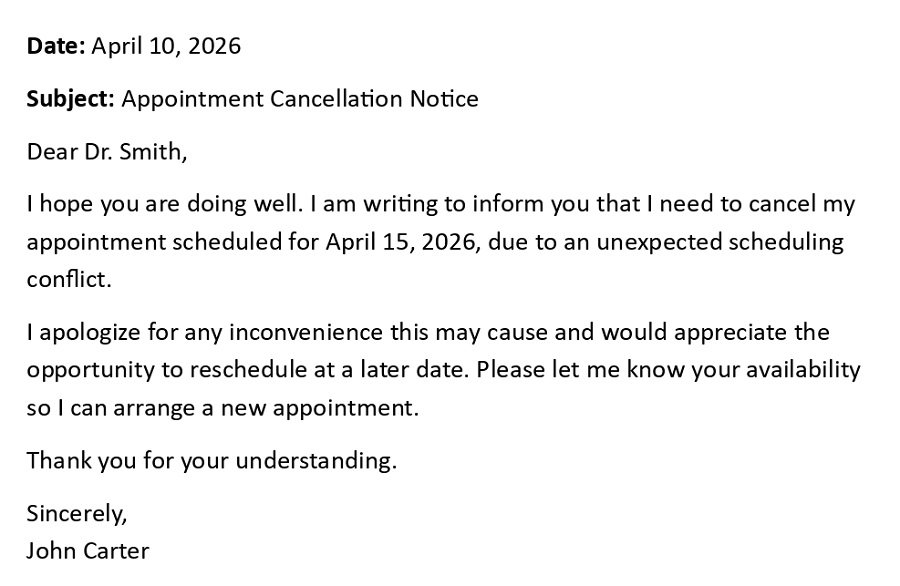 Appointment Cancellation Notice