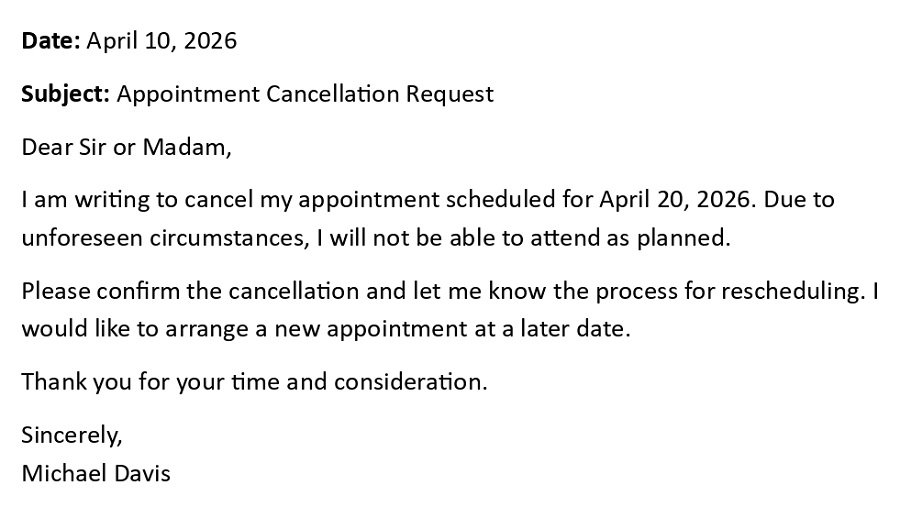 Appointment Cancellation Request