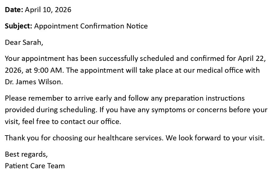 Appointment Confirmation Notice