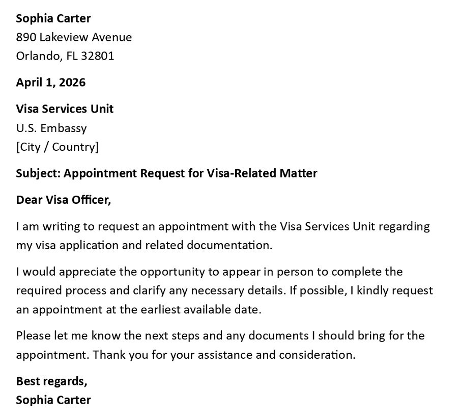 Appointment Request for Visa-Related Matter