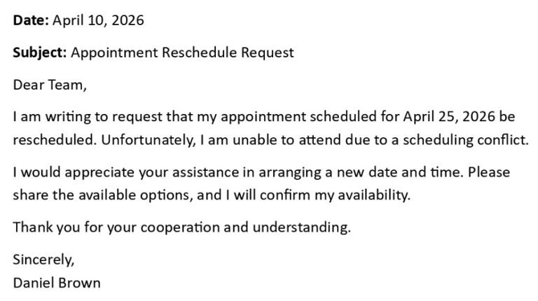 Appointment Reschedule Email (USA Format + 5 Templates)