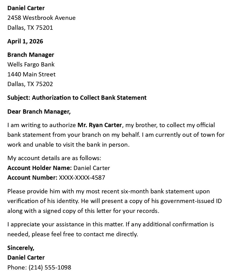 Authorization to Collect Bank Statement