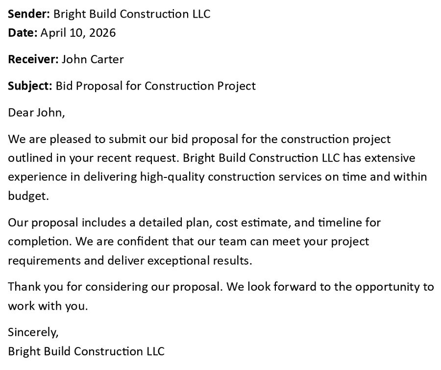 Bid Proposal for Construction Project