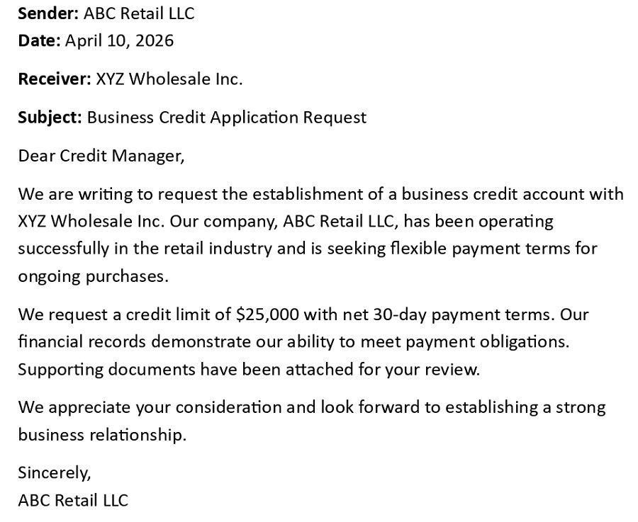 Business Credit Application Request