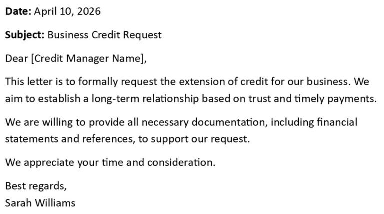 Business Credit Application Letter (USA Format + 5 Examples)