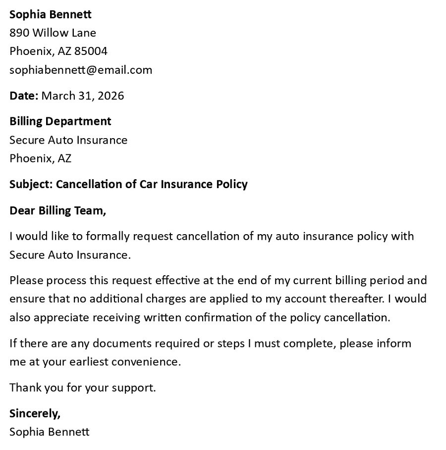 Cancellation of Car Insurance Policy