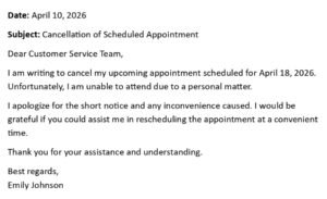 Cancellation of Scheduled Appointment
