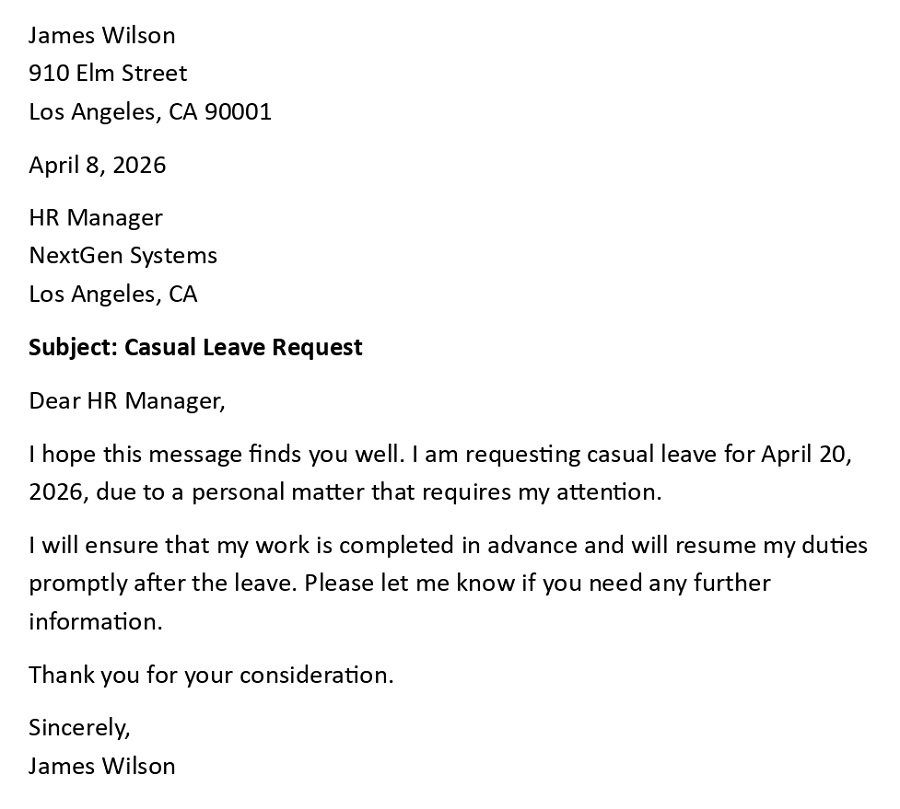 Casual Leave Request