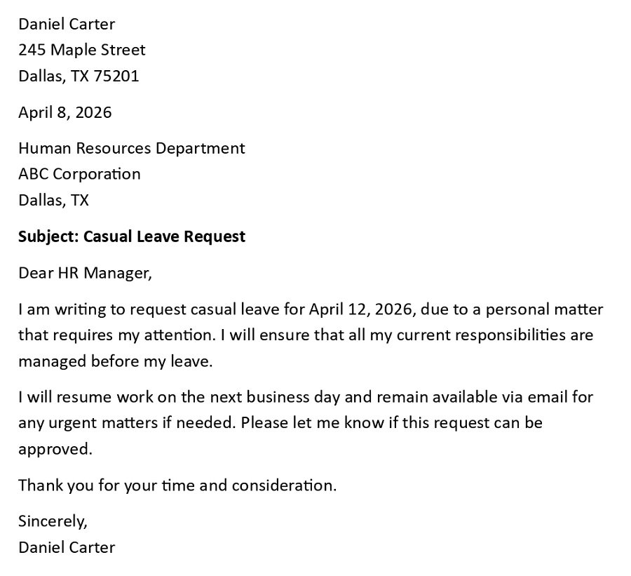 Casual Leave Request