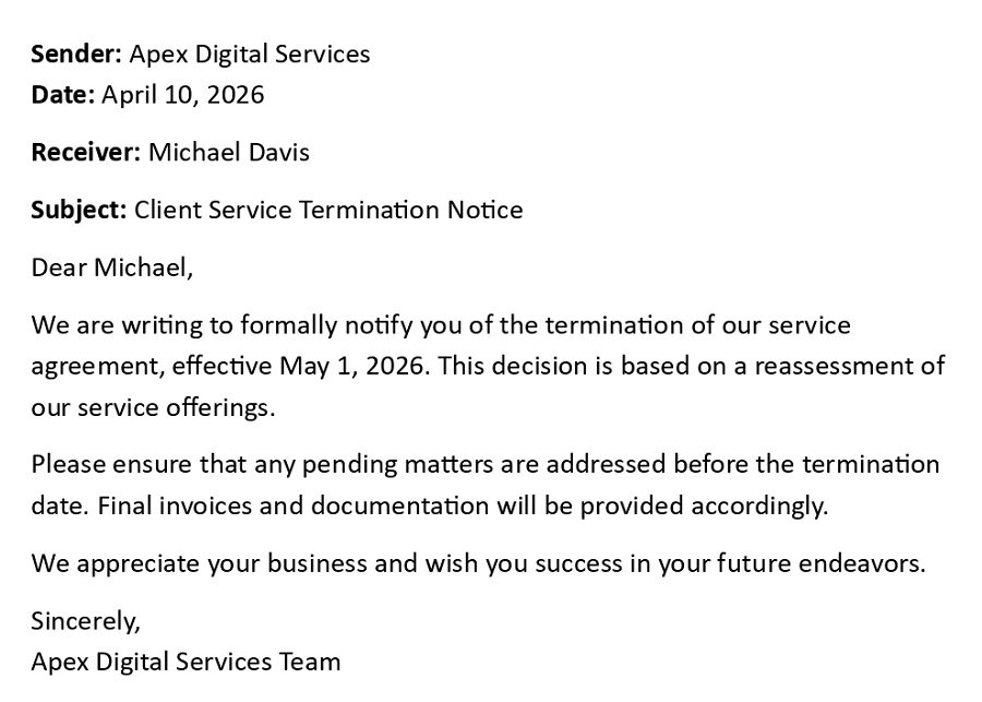 Client Service Termination Notice