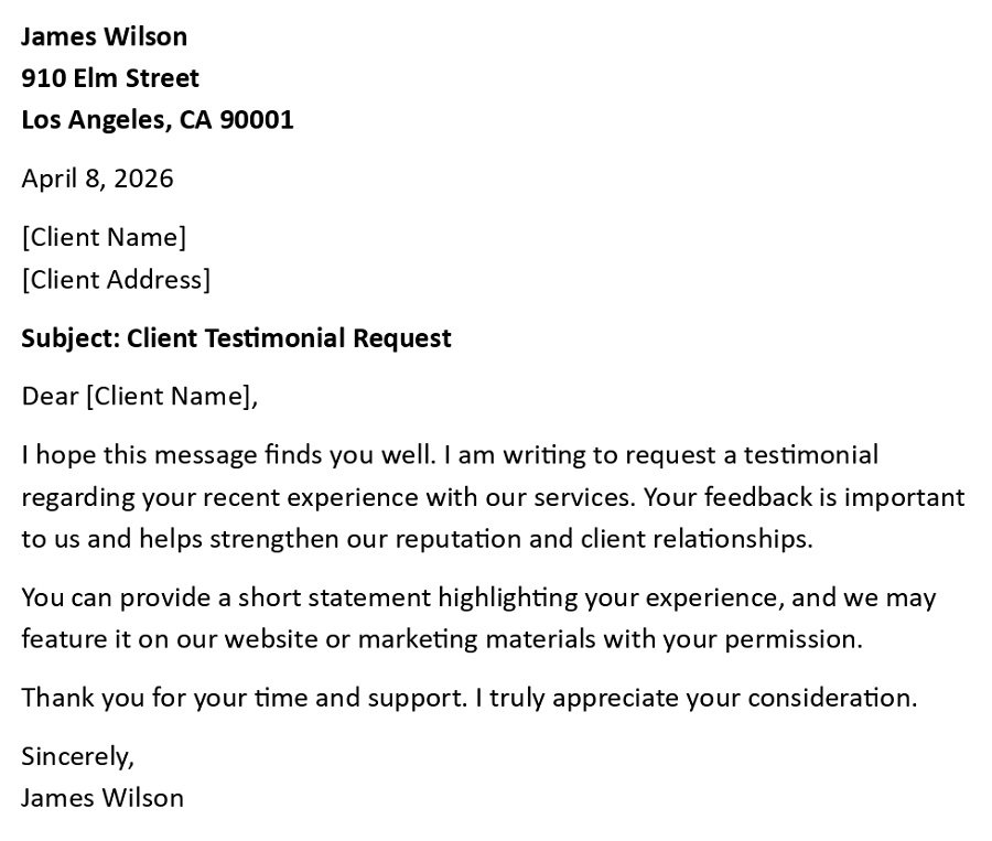 Client Testimonial Request