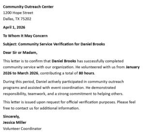 Community Service Letter (USA Format + 5 Sample)