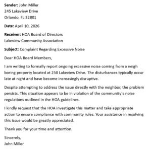 HOA Complaint Letter (USA Housing Format + 5 Samples)