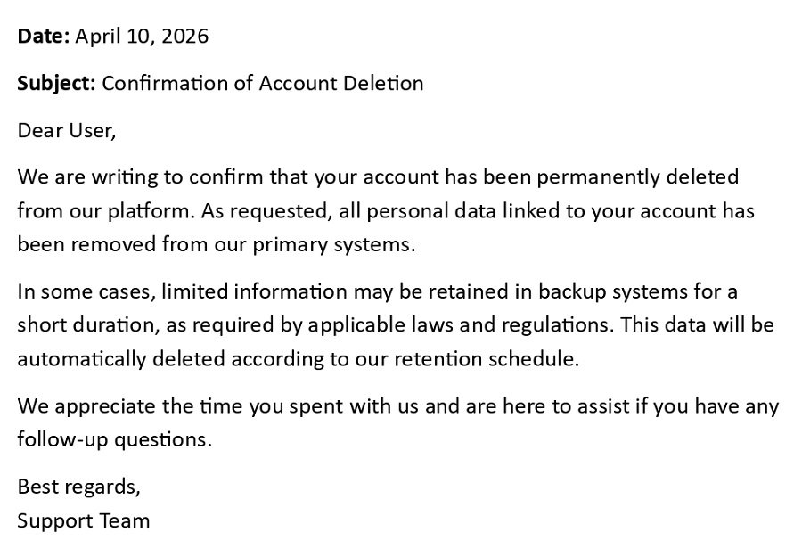 Confirmation of Account Deletion