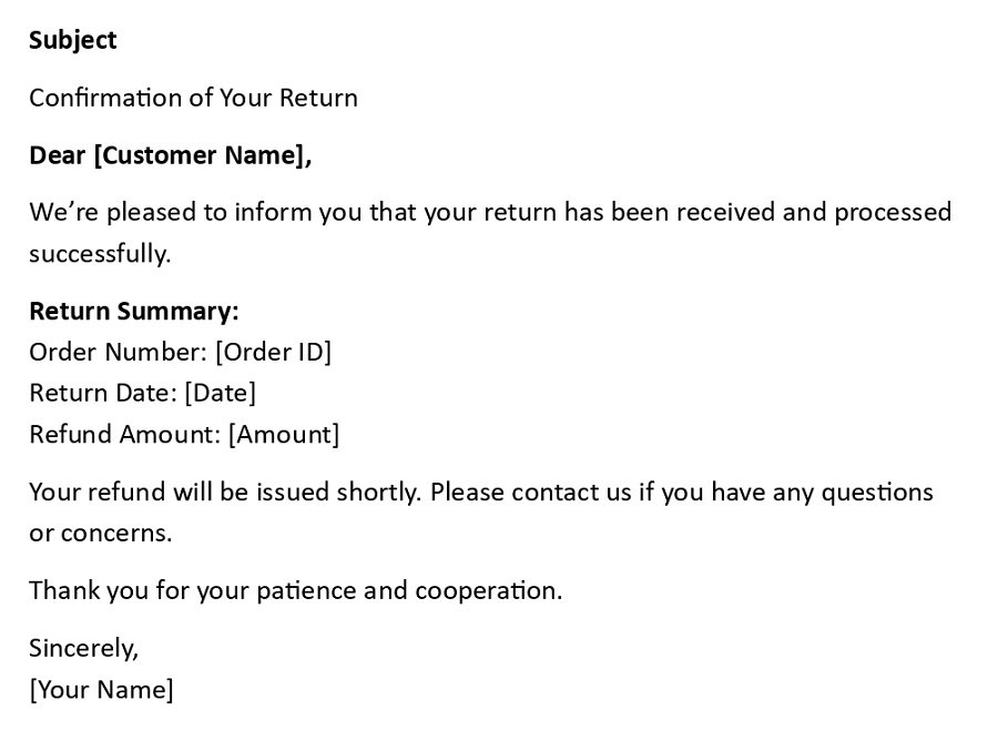 Confirmation of Your Return