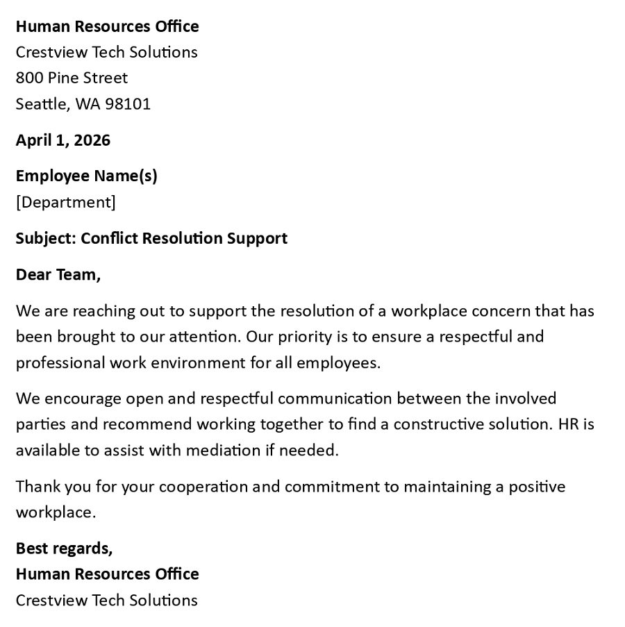 Conflict Resolution Support