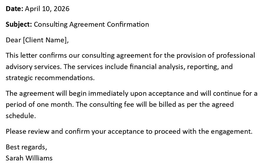Consulting Agreement Confirmation
