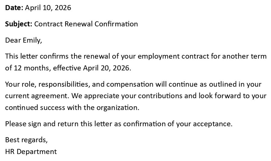 Contract Renewal Confirmation