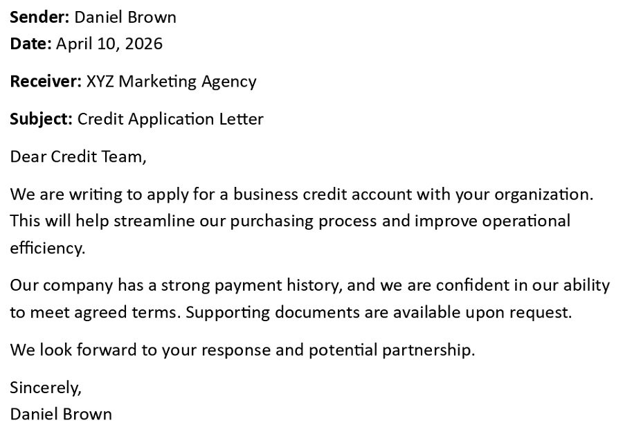 Credit Application Letter