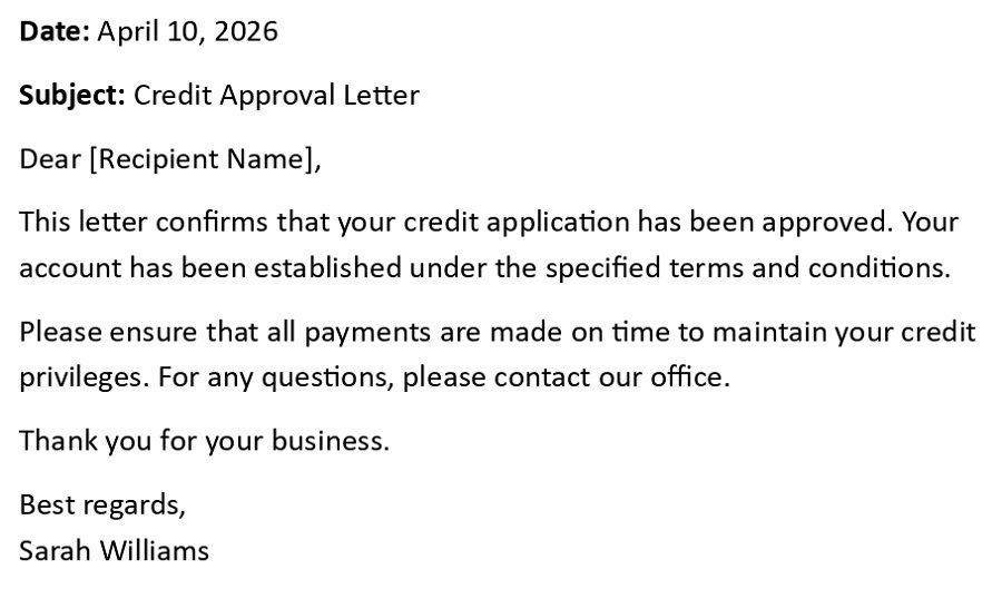 Credit Approval Letter