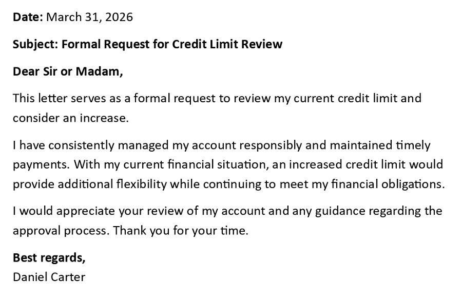 Credit Limit Increase Request