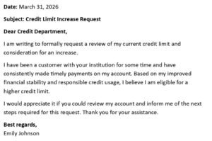 Credit Limit Increase Request Letter (USA Format + 5 Samples)