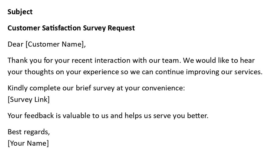 Customer Satisfaction Survey Request