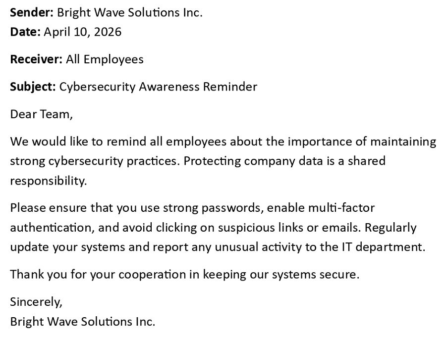 Cybersecurity Awareness Reminder