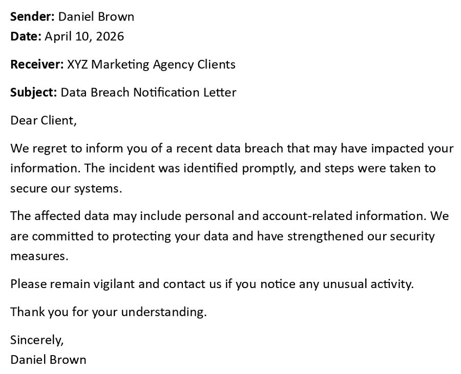 Data Breach Notification Letter