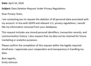 Data Deletion Request Letter (GDPR/USA Format + 5 Samples)