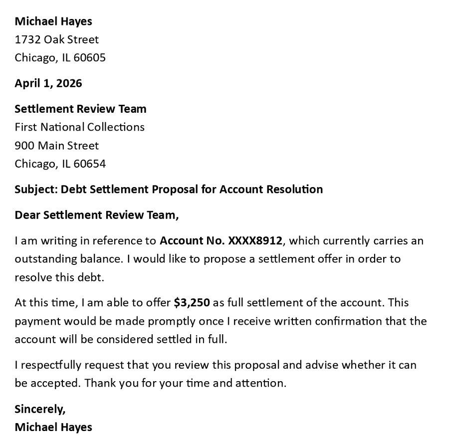 Debt Settlement Proposal for Account Resolution