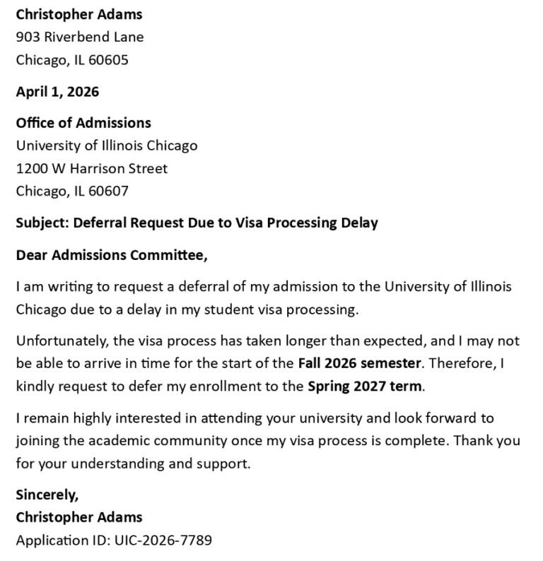 Request Deferred College Deferral Request Letter (USA Format + 5 Templates)