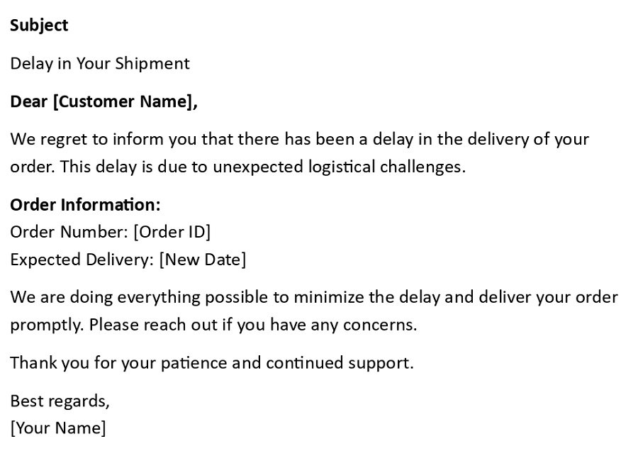 Delay in Your Shipment