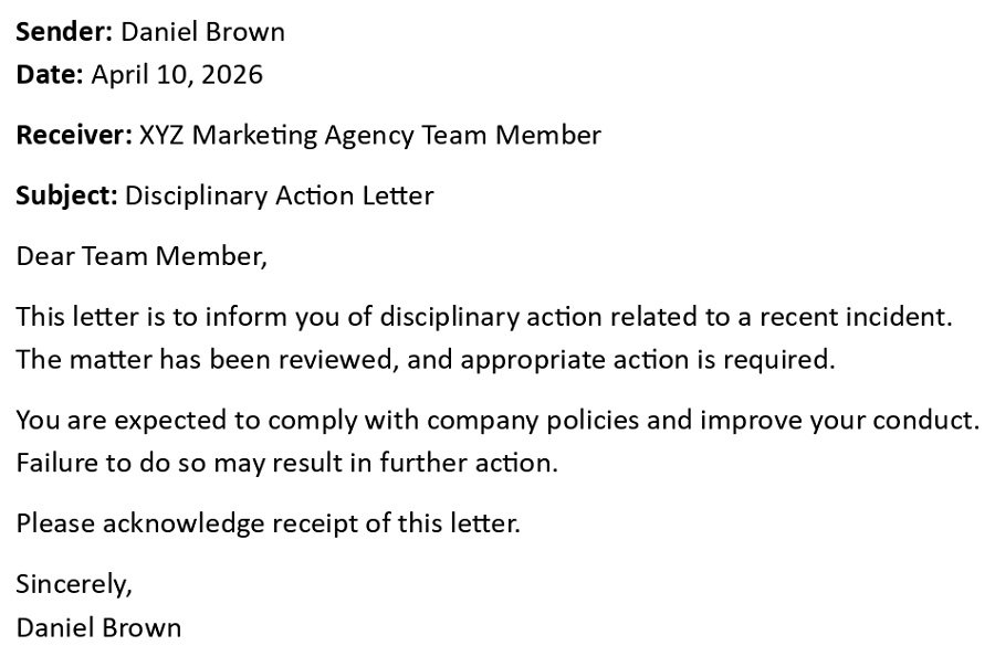 Disciplinary Action Letter