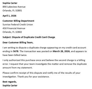 Credit Card Billing Error Letter (USA Format + 5 Templates)