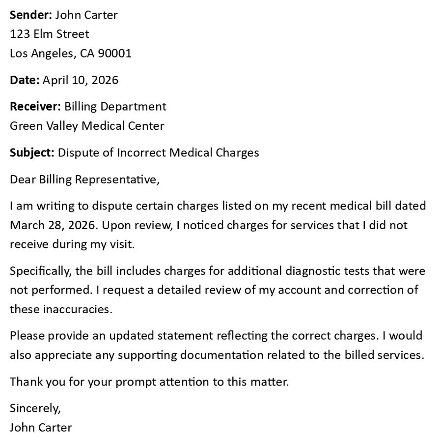 Dispute of Incorrect Medical Charges