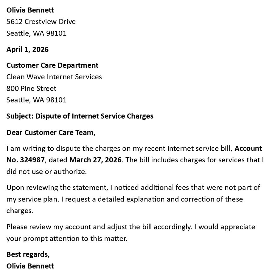 Dispute of Internet Service Charges