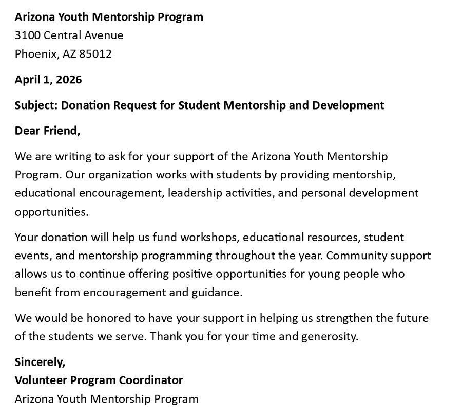 Donation Request for Student Mentorship and Development