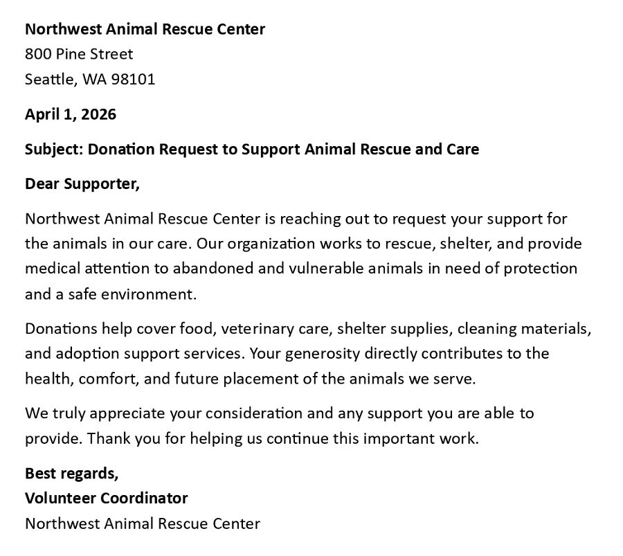 Donation Request to Support Animal Rescue and Care
