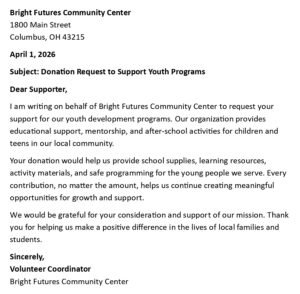 Donation Request Letter (USA Nonprofit + 5 Templates)