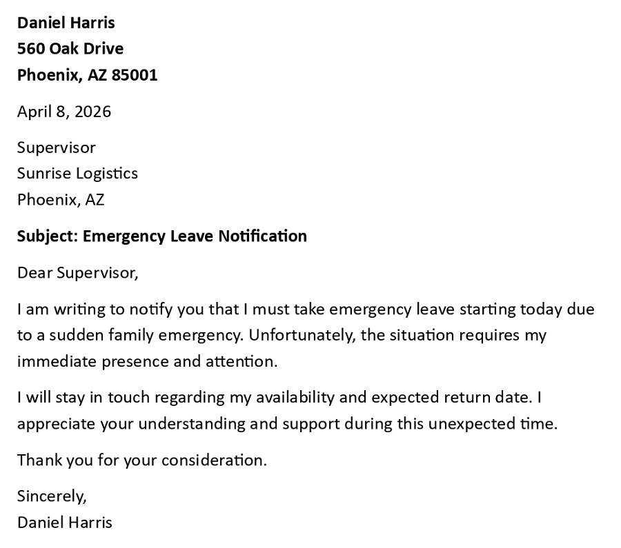 Emergency Leave Notification