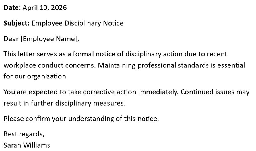 Employee Disciplinary Notice