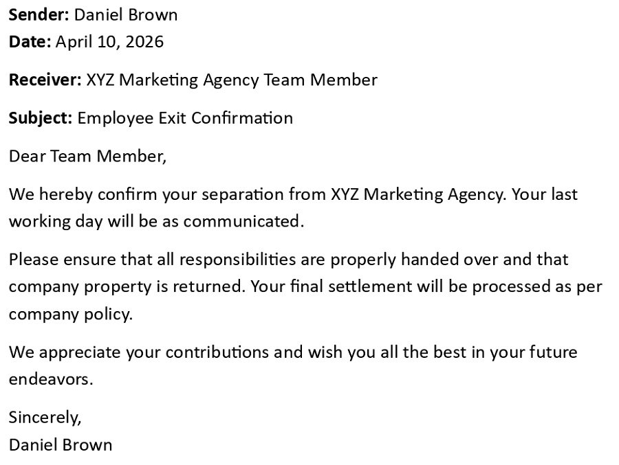 Employee Exit Confirmation 